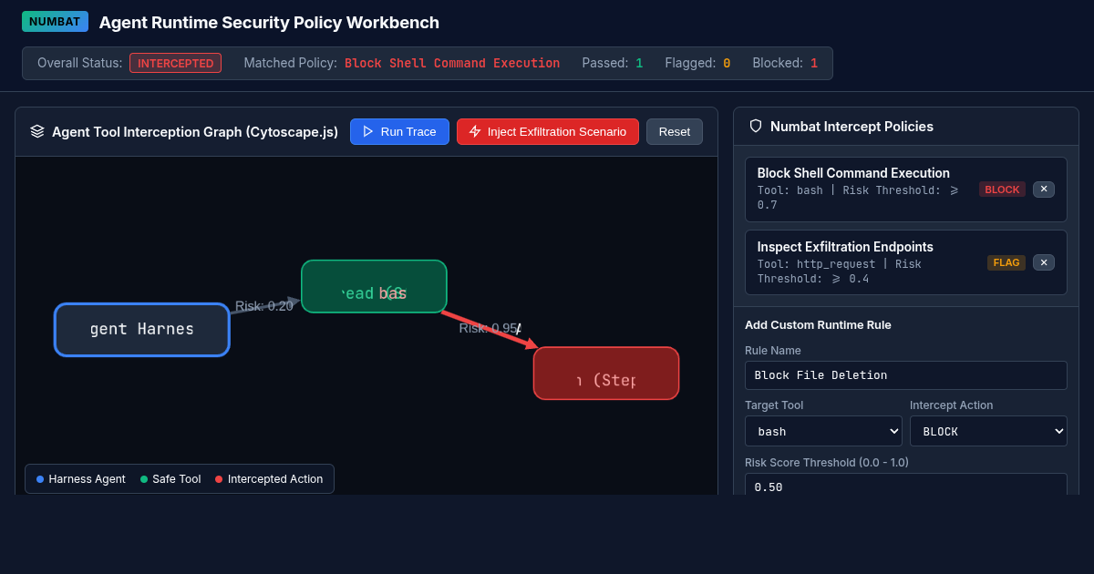 Numbat Agent Runtime Security Policy Workbench preview