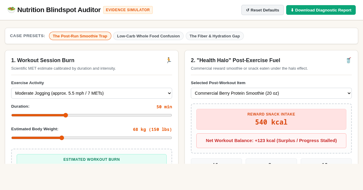 Nutrition Blindspot & Workout Calorie Auditor preview