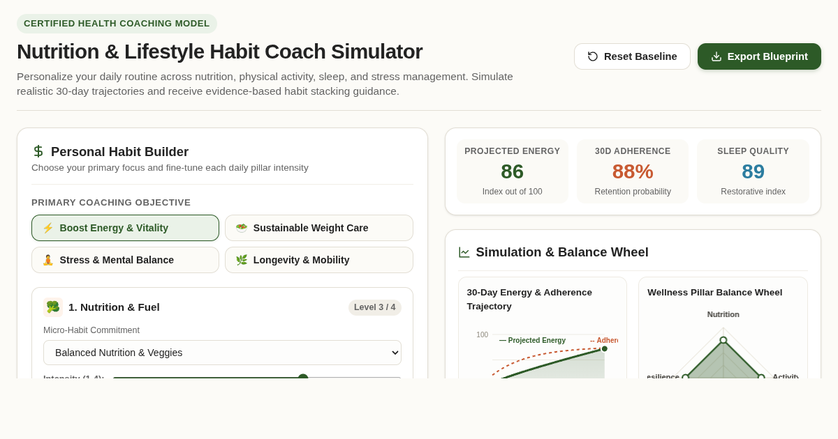 Nutrition & Lifestyle Habit Coach Simulator preview