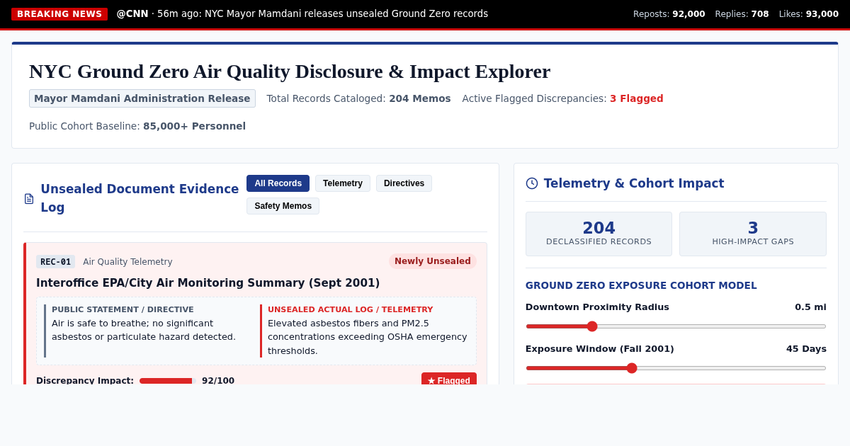 NYC Ground Zero Air Quality Disclosure & Impact Explorer preview