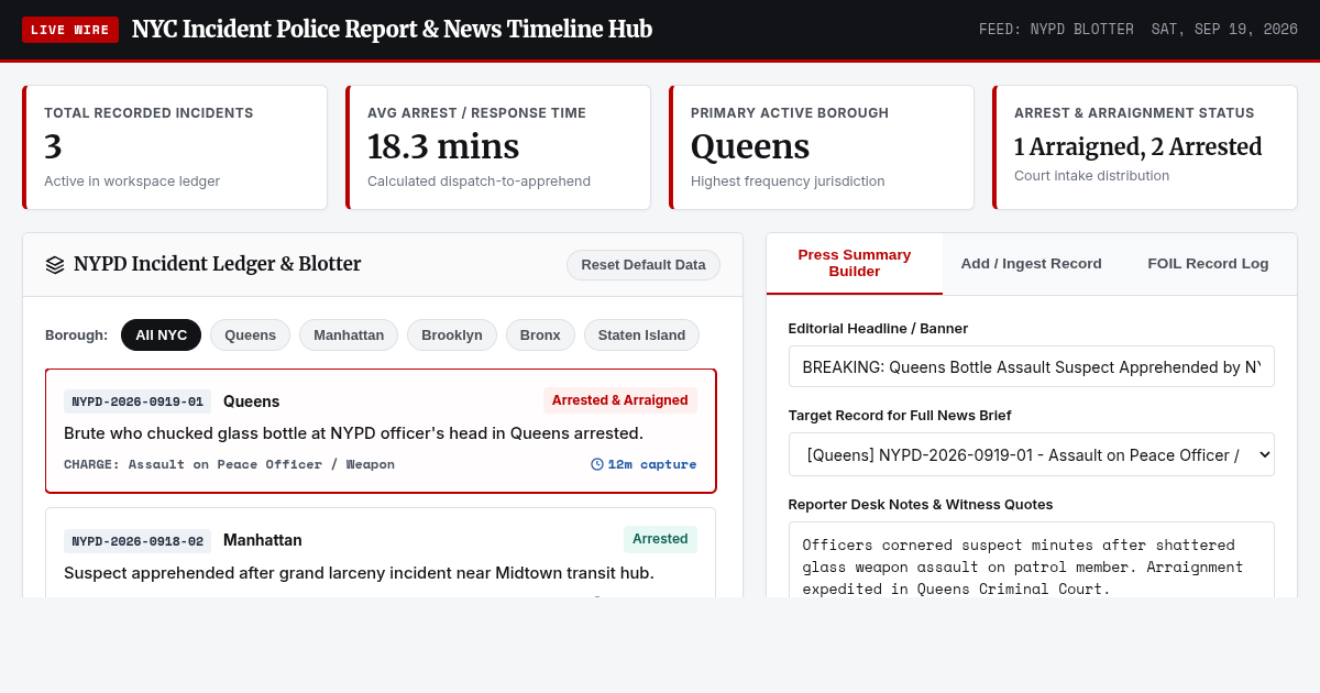 NYC Incident Police Report & News Timeline Hub preview