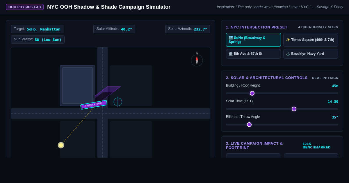 NYC OOH Shadow & Shade Campaign Simulator preview