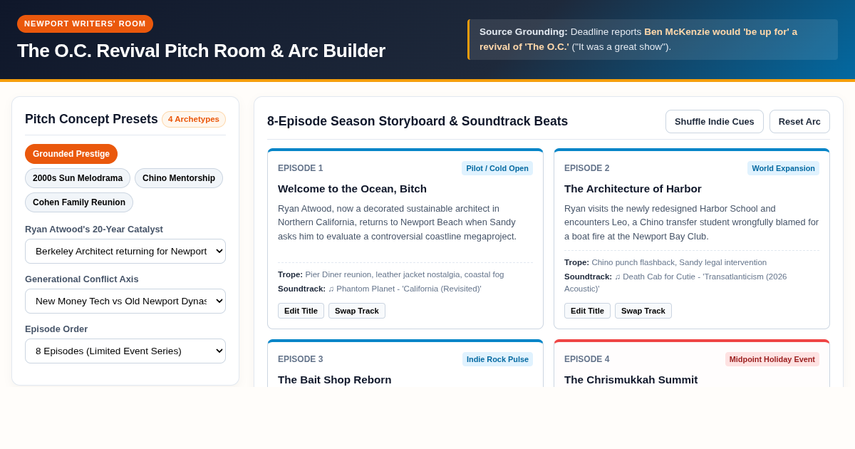 The O.C. Revival Pitch Room & Arc Builder preview