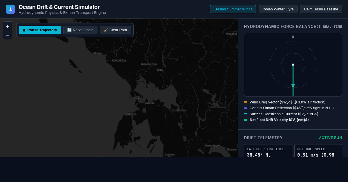 Ocean Drift & Surface Current Dynamics Simulator preview