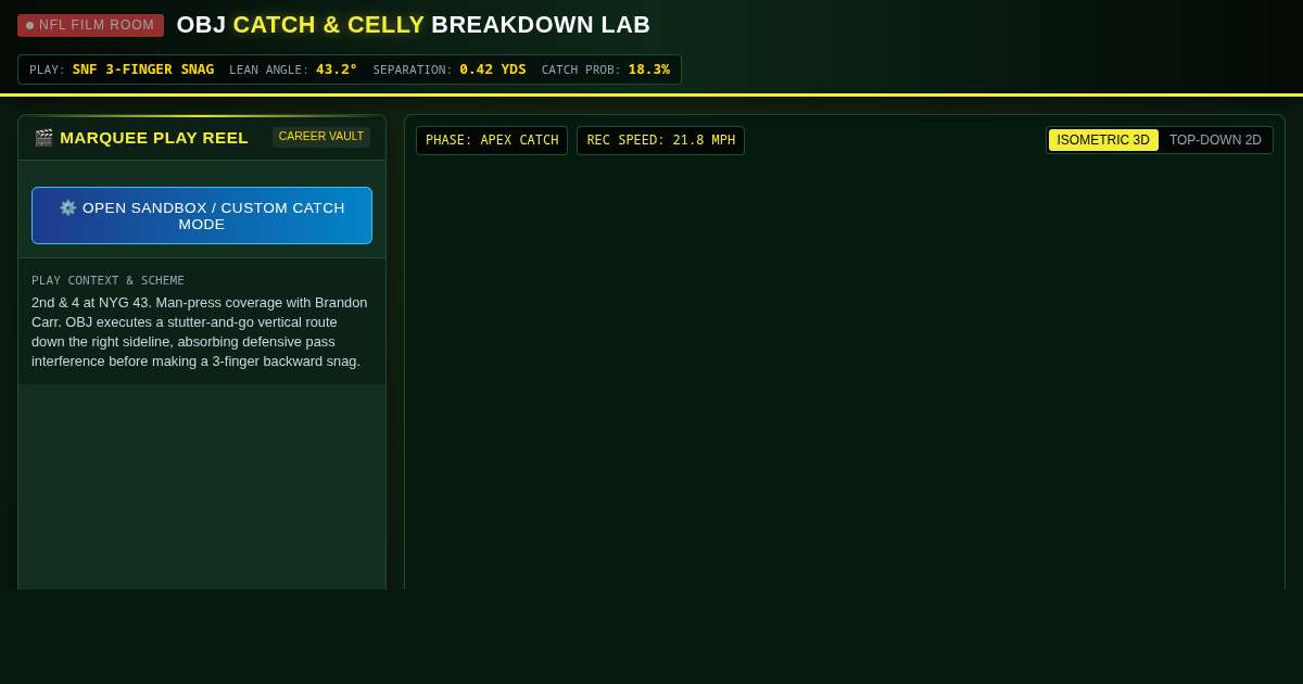 OBJ Catch & Celly Breakdown Workbench | Interactive NFL Route & Physics Lab preview