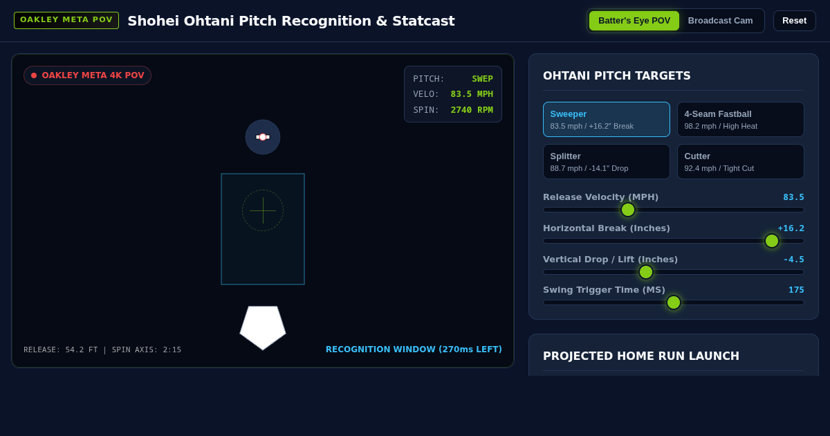 Shohei Ohtani Batter's Eye Statcast & Pitch Recognition Simulator preview