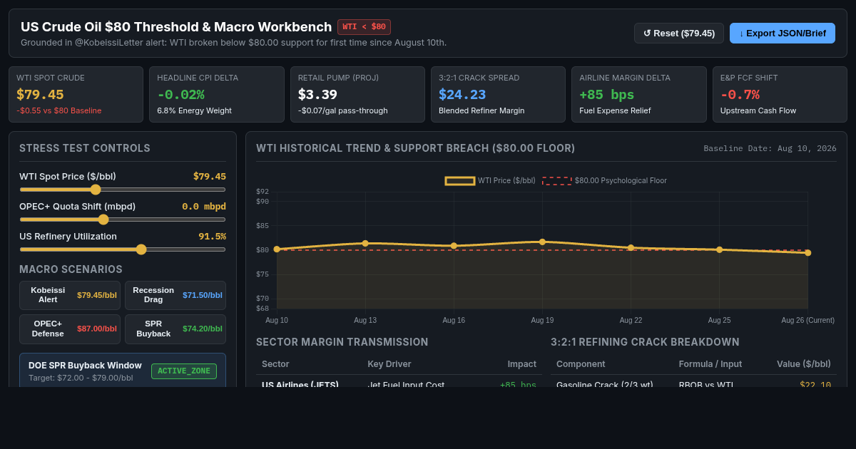 US Crude Oil $80 Threshold & Macro Transmission Workbench preview
