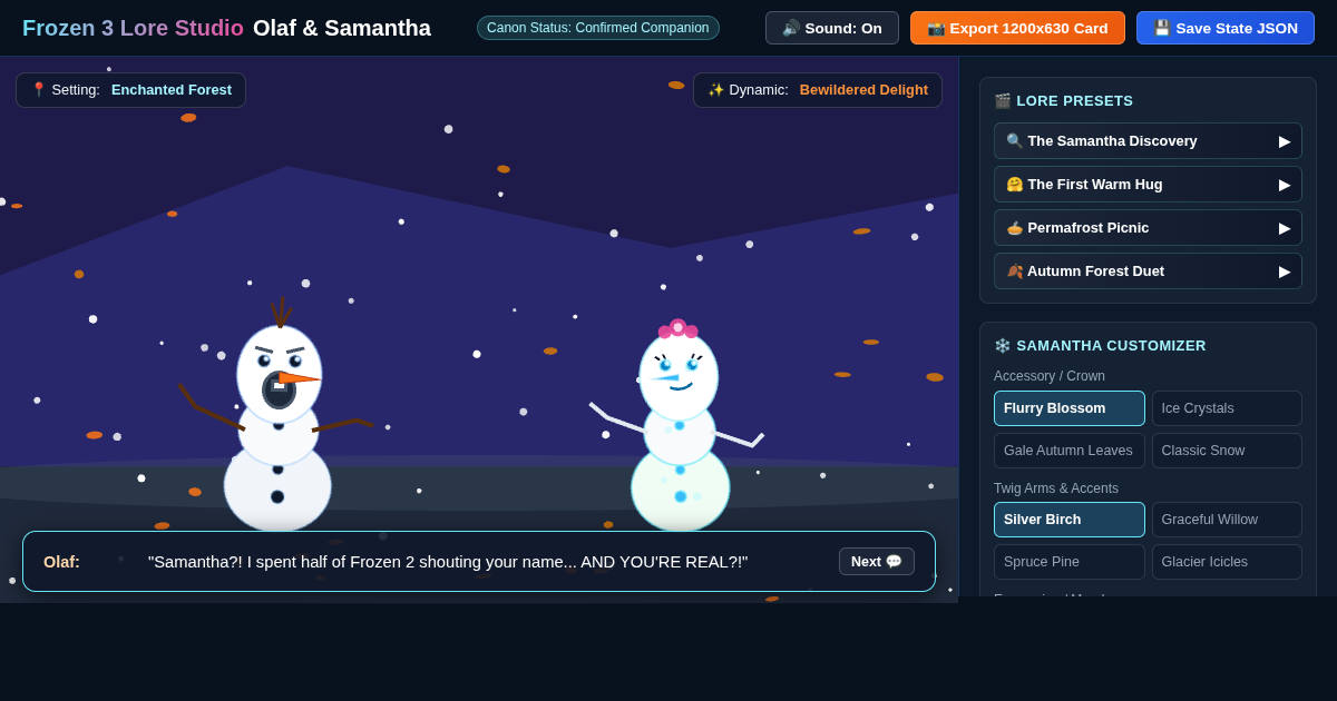 Olaf & Samantha: Frozen 3 Love Interest Studio preview