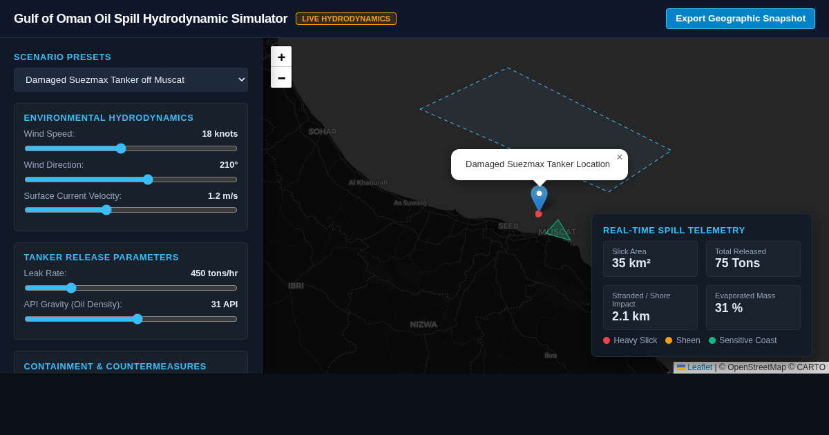 Oman Tanker Oil Spill Drift & Impact Simulator preview