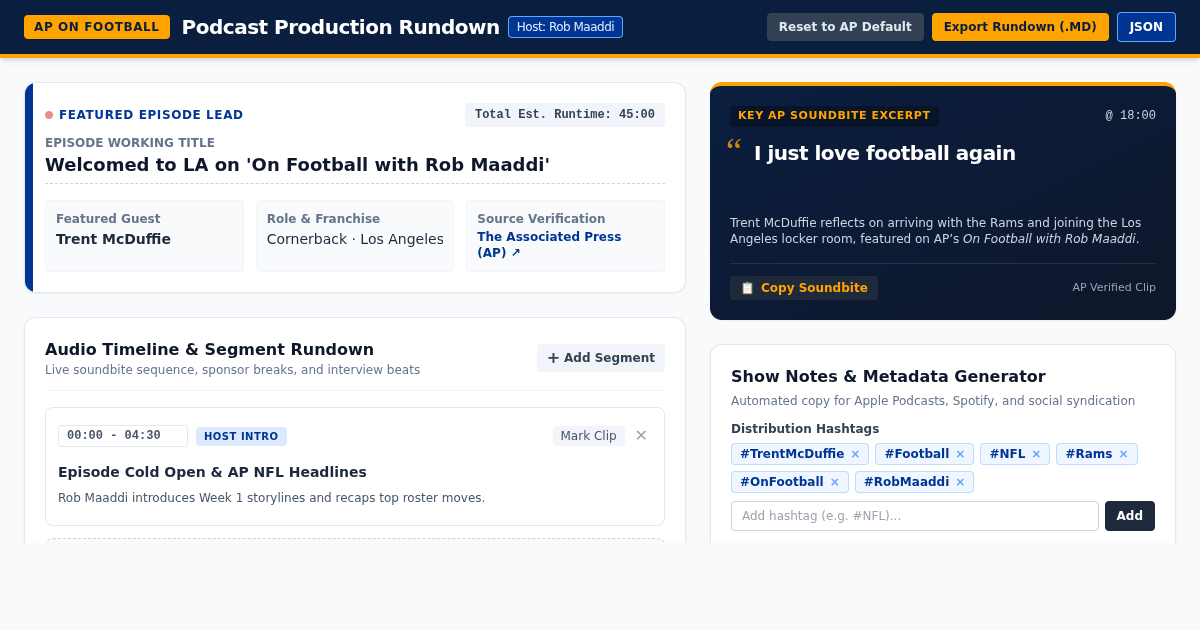 On Football Podcast & Interview Episode Planner preview