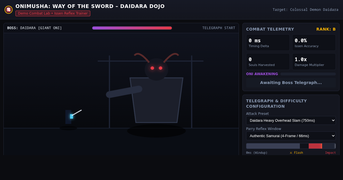 Onimusha: Way of the Sword – Daidara Issen Combat Lab preview