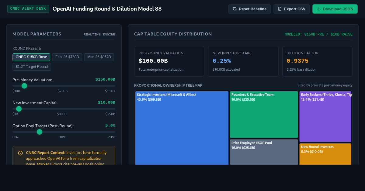 OpenAI Funding Round & Dilution Model 88 preview