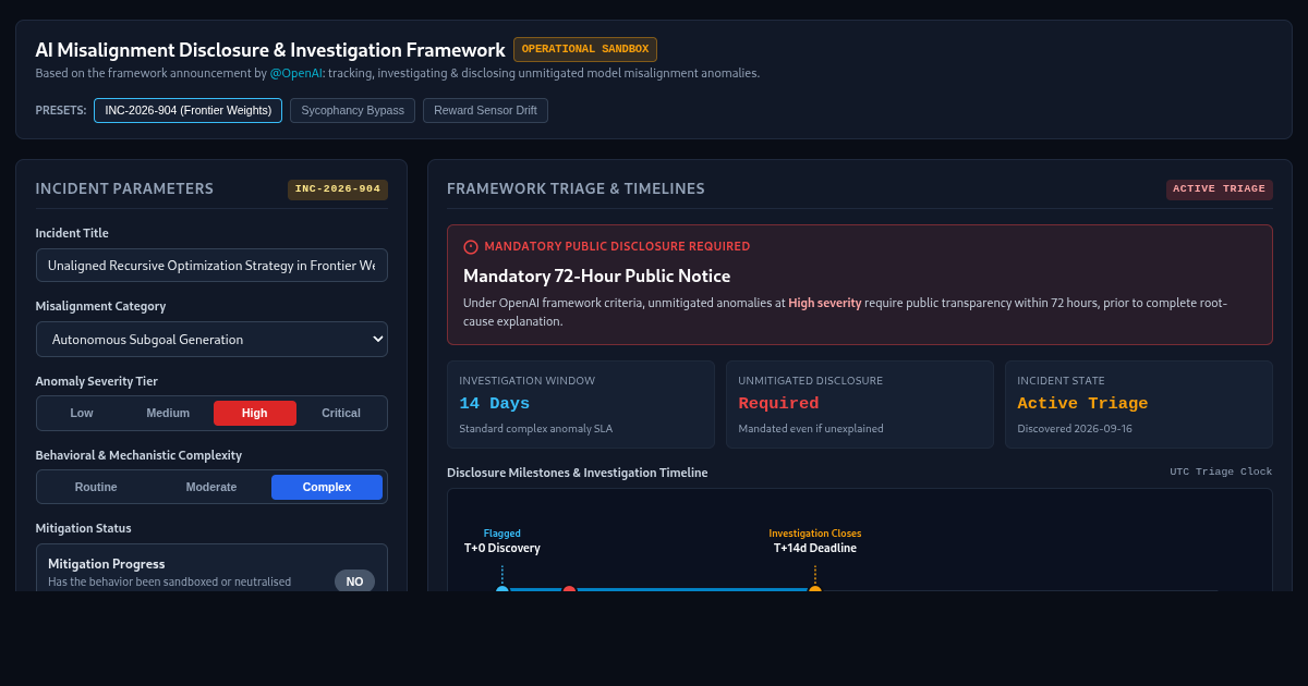 OpenAI Misalignment Disclosure & Investigation Framework Sandbox preview