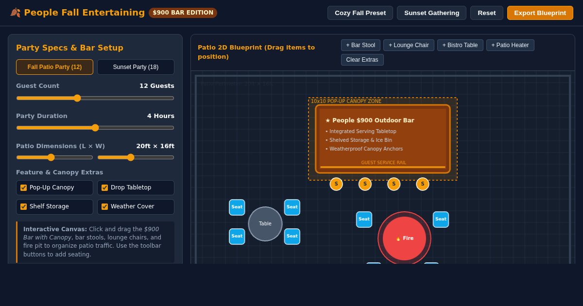 People Outdoor Bar Party Planner & Layout Builder preview