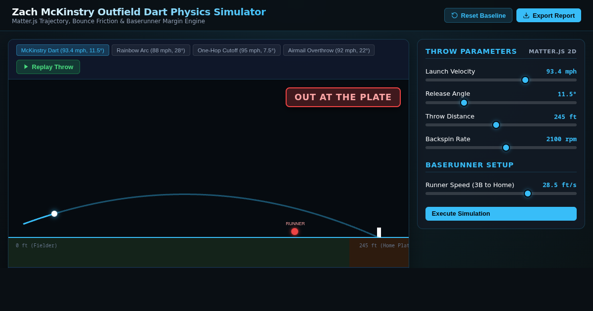 Zach McKinstry Outfield Dart Physics Simulator preview