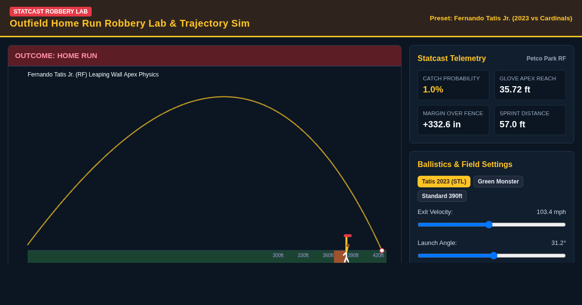 Outfield Home Run Robbery Lab & Trajectory Sim preview