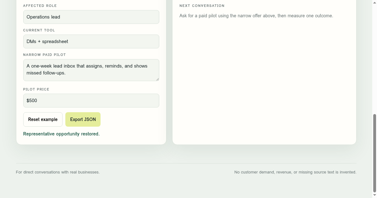 Paid Pilot Canvas preview