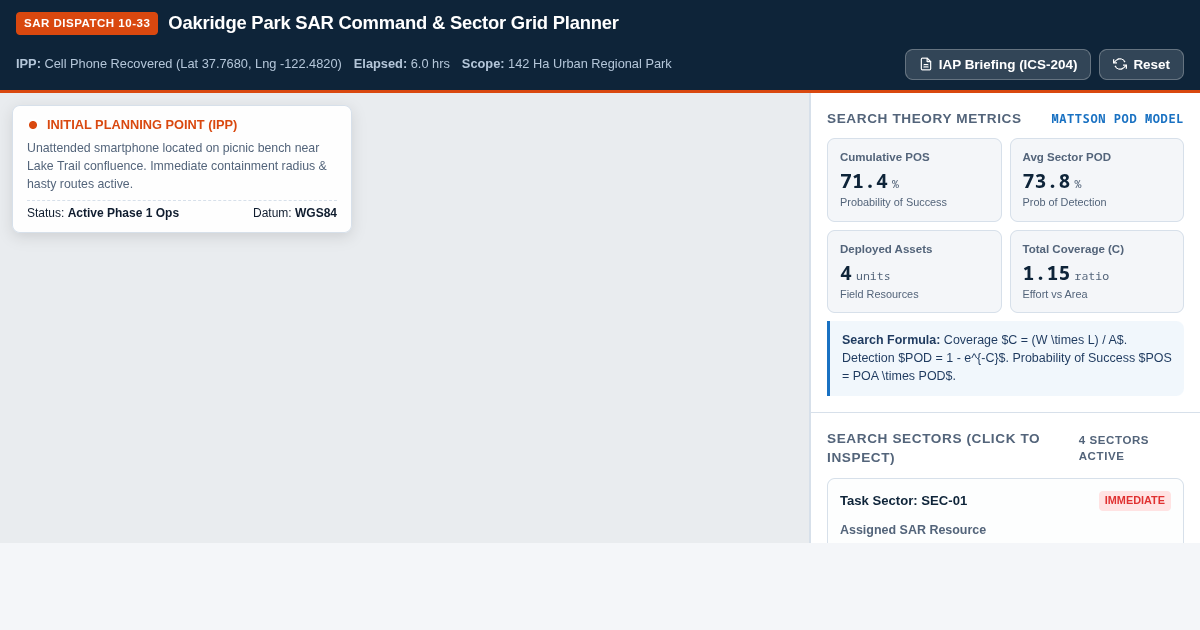 Park SAR Incident Search Coordinator & Sector Grid Planner preview