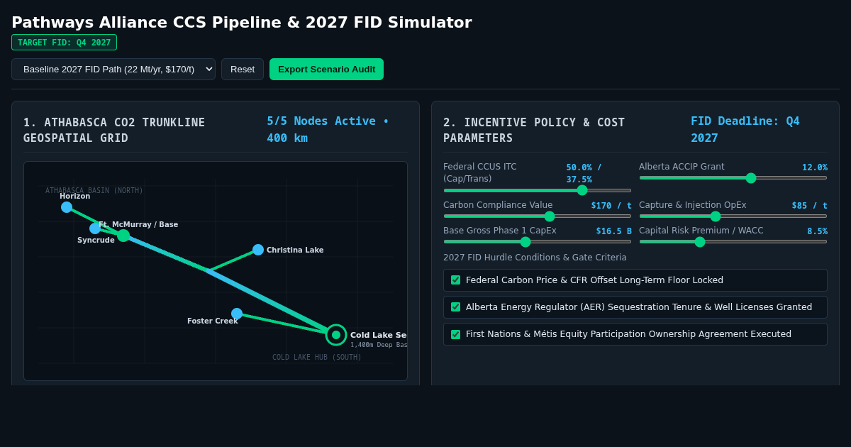 Pathways Alliance CCS Pipeline & 2027 FID Simulator preview