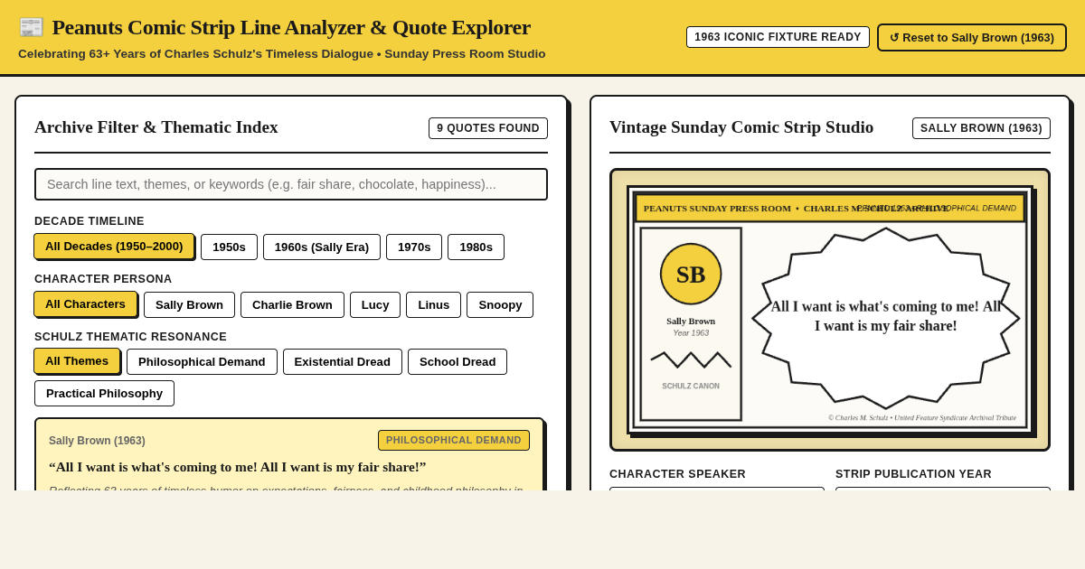 Peanuts Comic Strip Line Analyzer & Quote Explorer preview