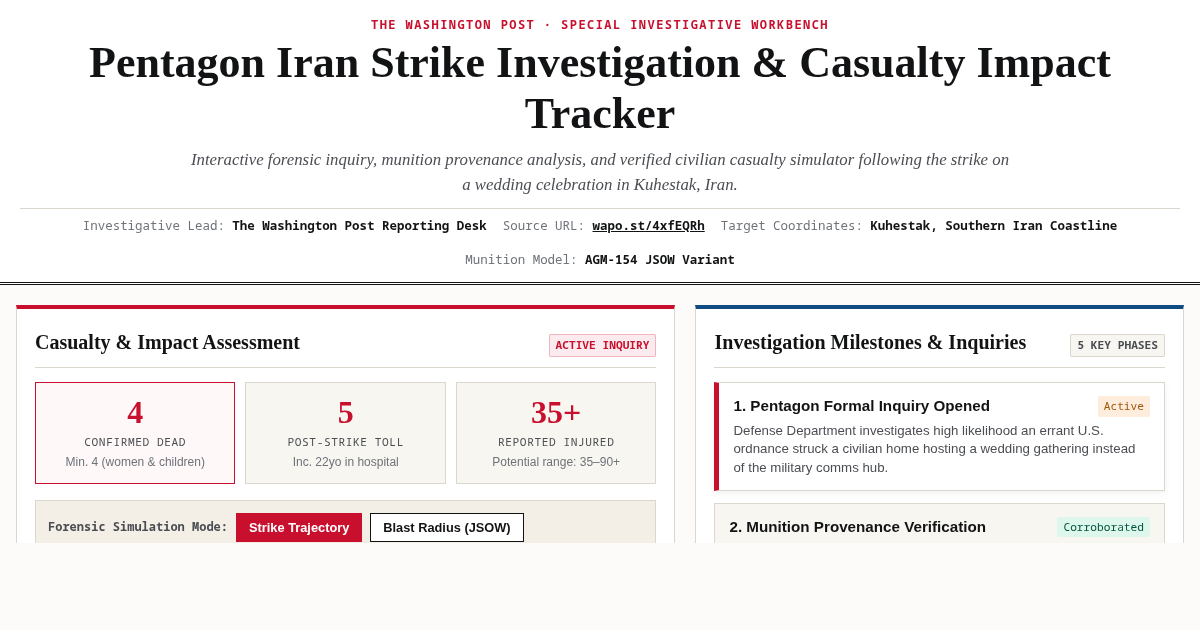 Pentagon Iran Strike Investigation & Casualty Impact Tracker preview