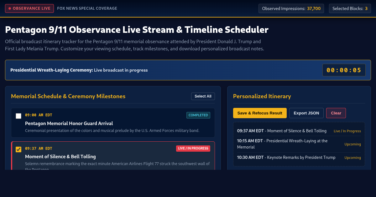 Pentagon 9/11 Observance Live Stream & Timeline Scheduler preview