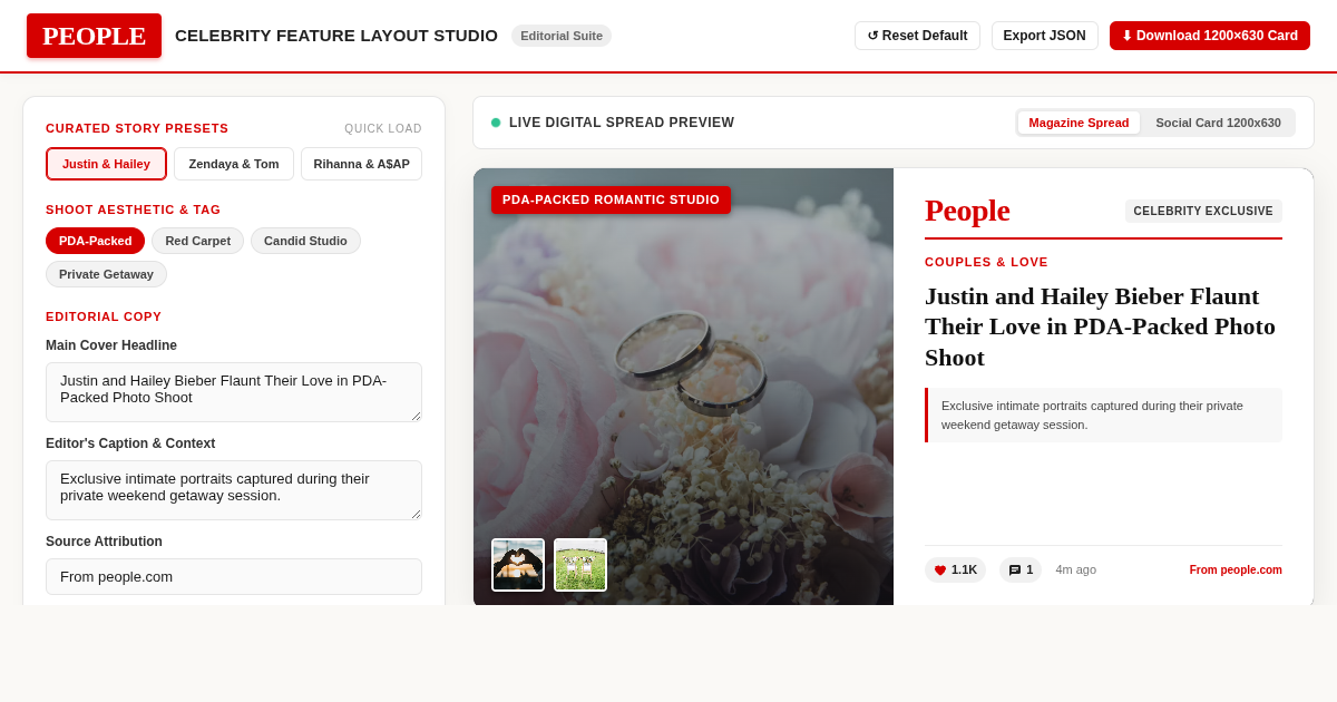 People Magazine Celebrity Feature Layout Studio preview