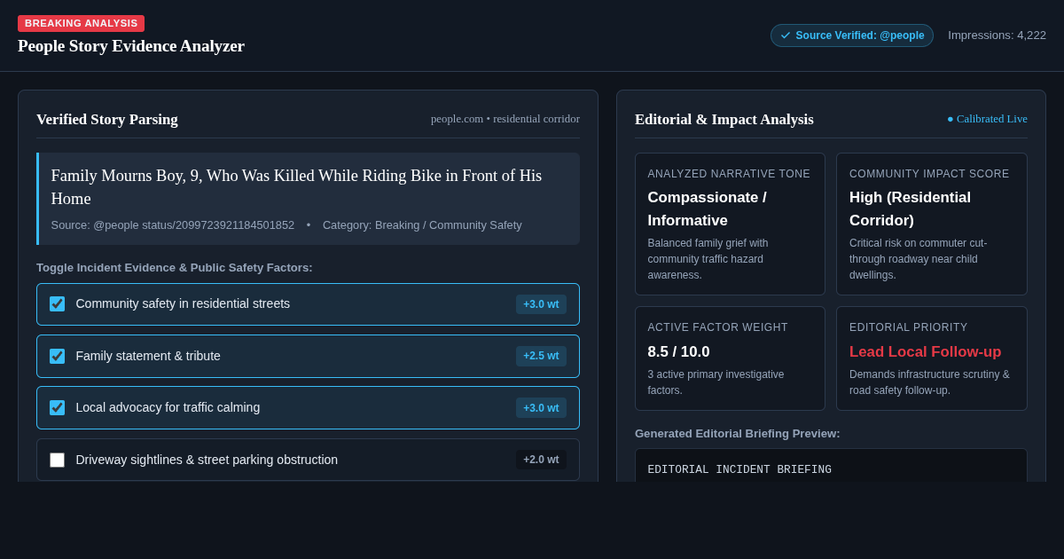 People Story Evidence Analyzer | Newsroom Editorial Brief preview
