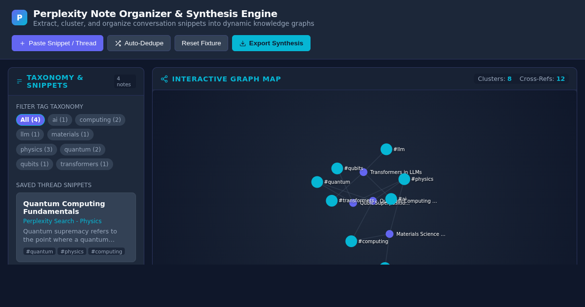Perplexity Note Organizer & Synthesis Engine preview