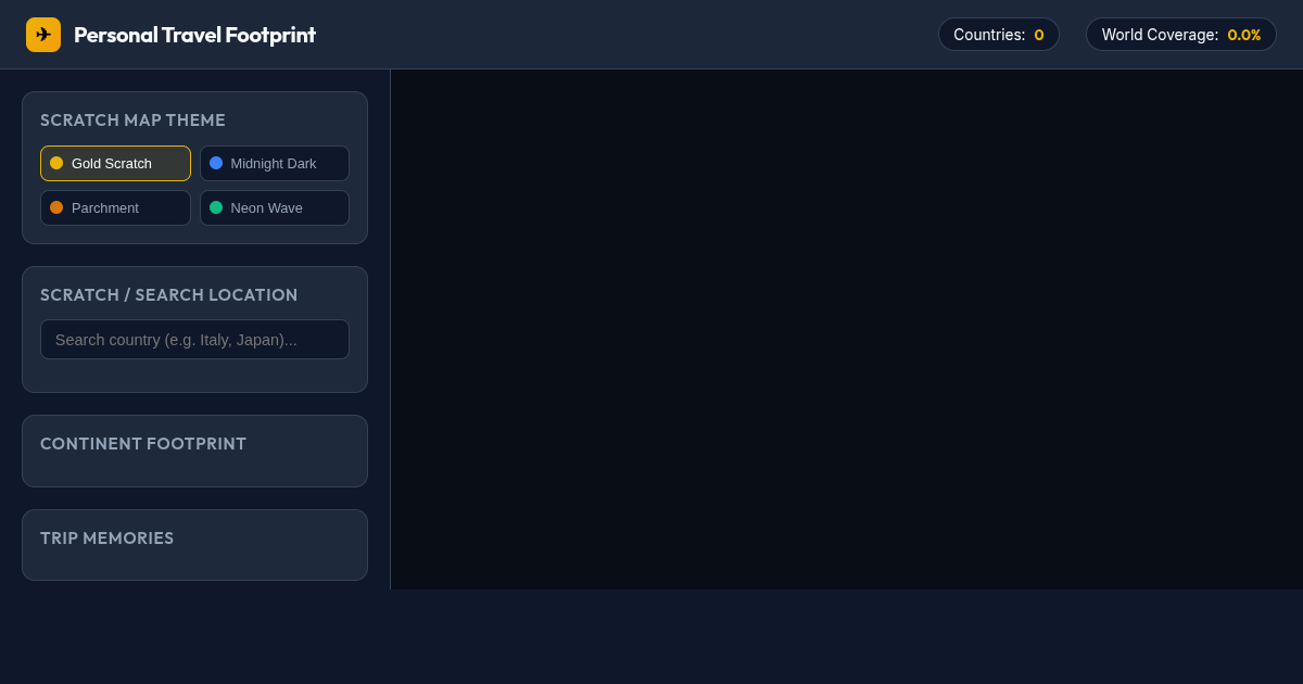 Interactive Personal Travel Footprint & Travel Scratch Map Generator preview