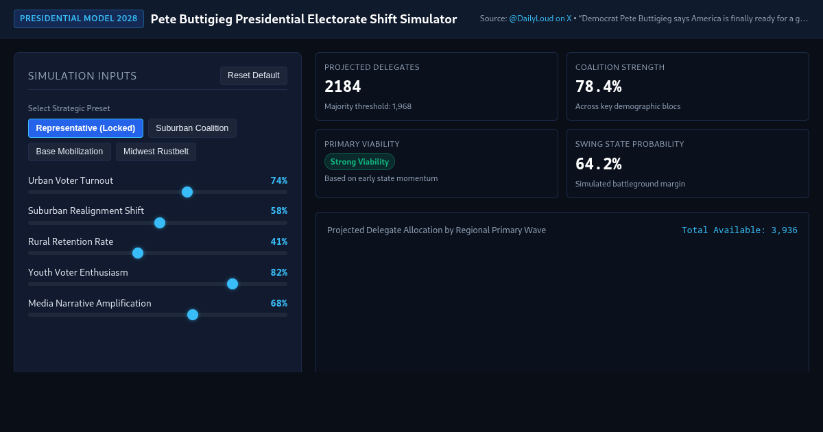 Pete Buttigieg Presidential Electorate Shift Simulator preview