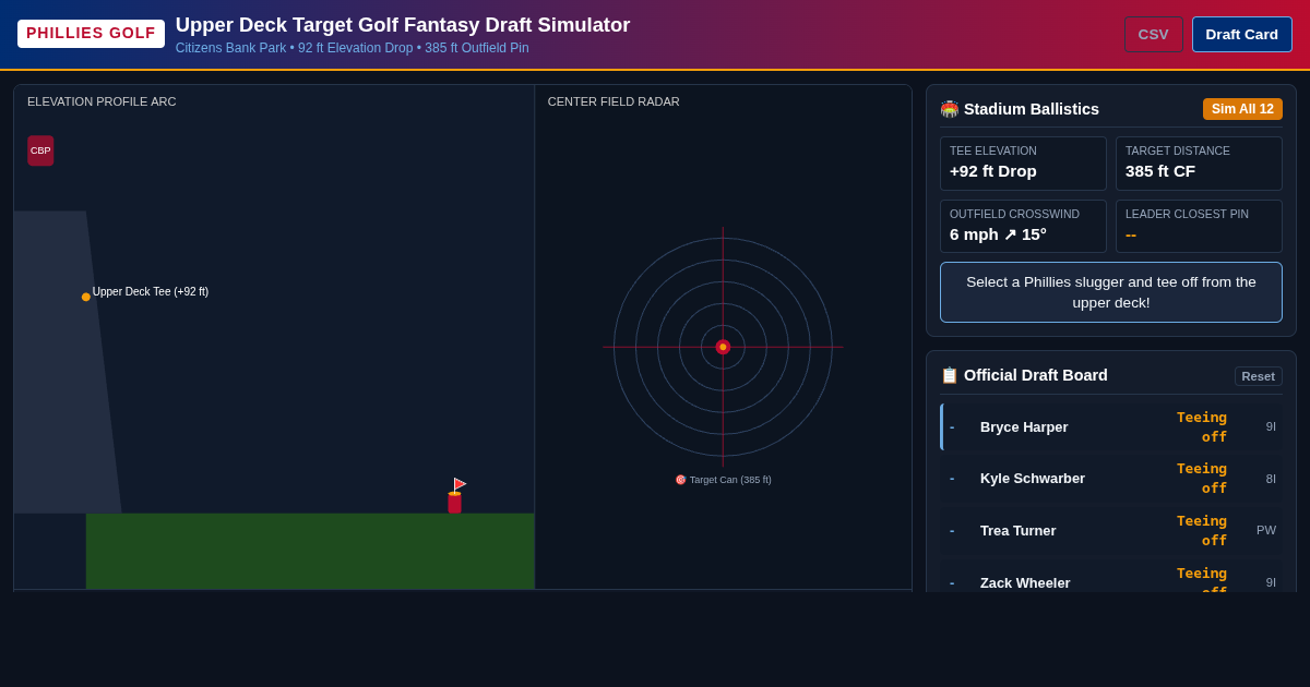 Phillies Upper Deck Target Golf Fantasy Draft Simulator preview