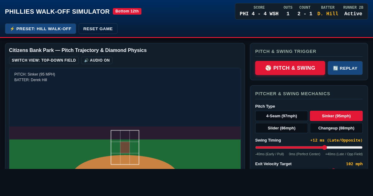 Phillies 12th Inning Walk-Off Simulator - Derek Hill Hit Mechanics preview