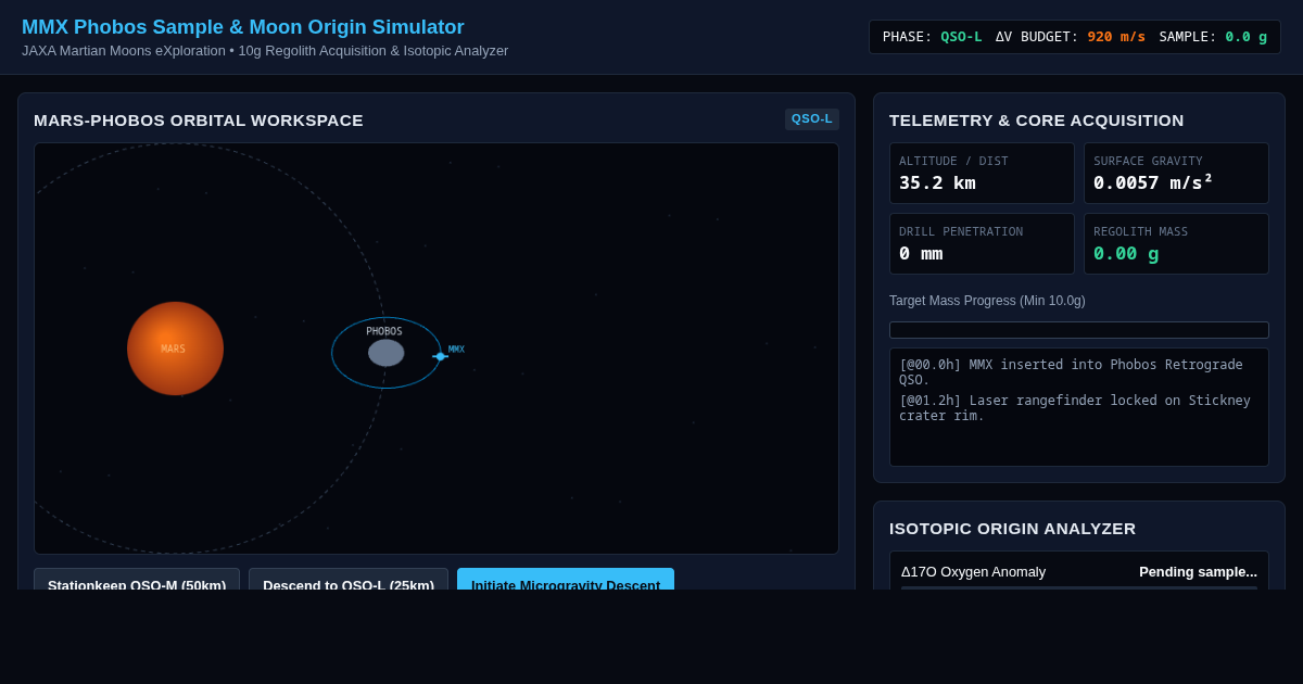 MMX Phobos Sample & Moon Origin Simulator preview