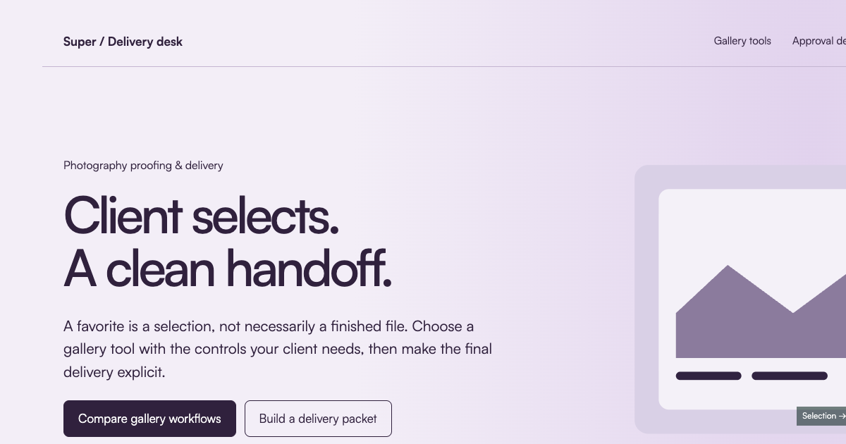 Client gallery and delivery tools preview