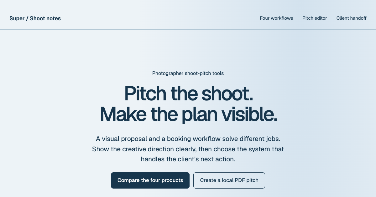 Photographer shoot-pitch tools preview