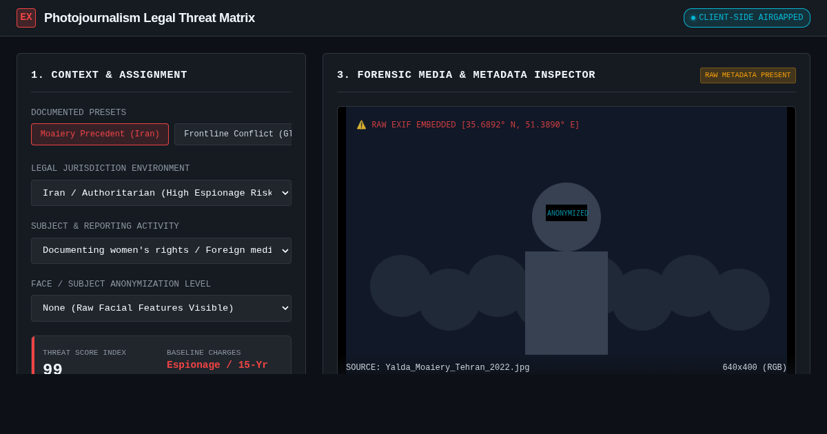 Photojournalism Risk & Media Dissemination Analyzer preview
