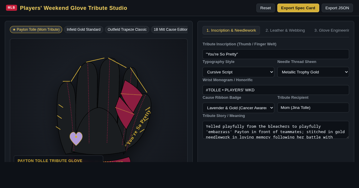 Players' Weekend Glove Tribute Studio preview