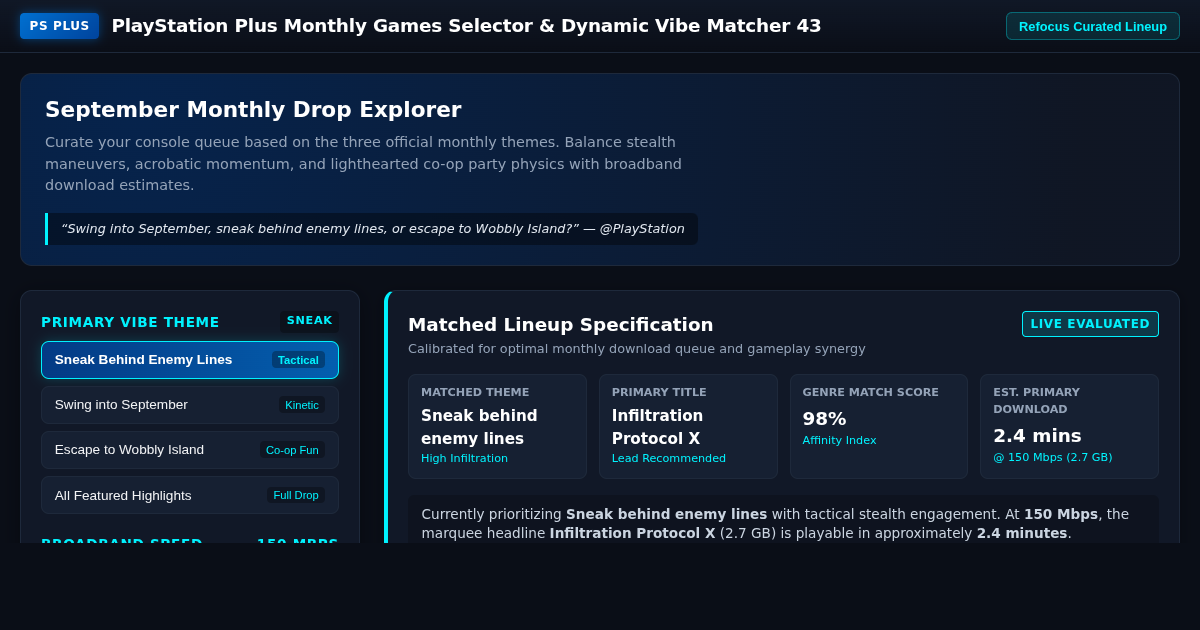 PlayStation Plus Monthly Games Selector & Dynamic Vibe Matcher 43 preview