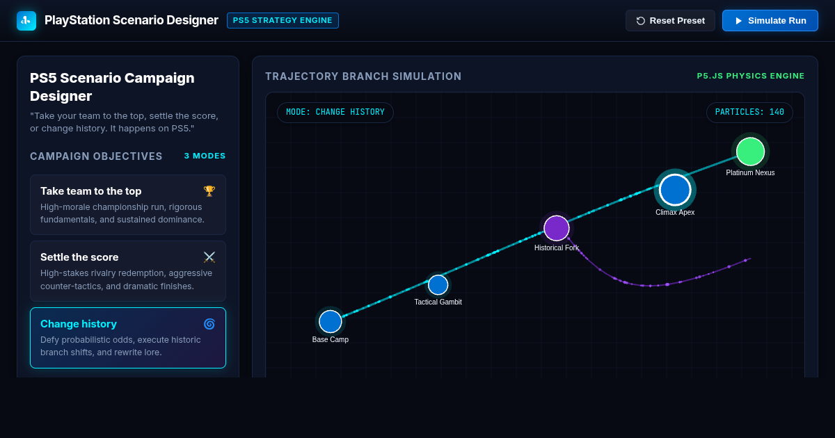 PlayStation Scenario Campaign Designer | PS5 Tactical Trajectory Simulator preview