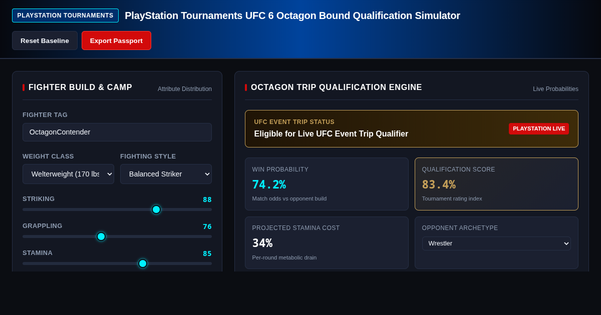 PlayStation Tournaments UFC 6 Octagon Bound Qualification Simulator preview