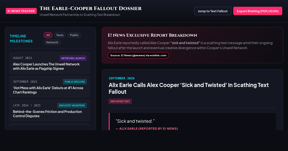 The Earle-Cooper Fallout Dossier & Timeline | E! News Reporting Tracker preview
