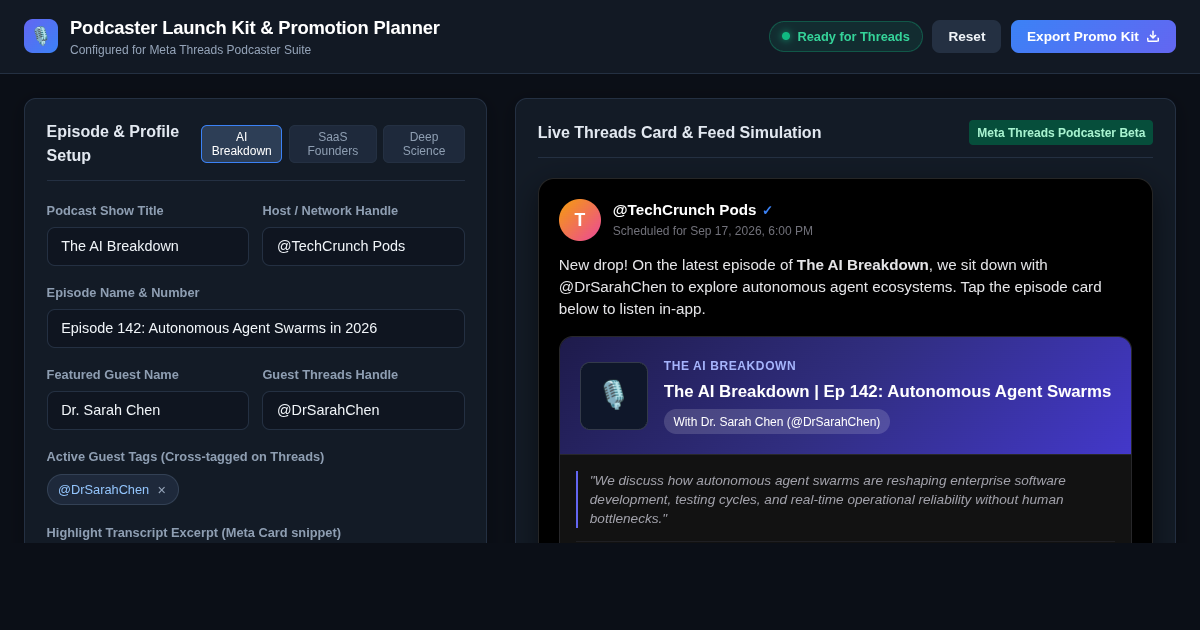 Podcaster Launch Kit & Promotion Planner for Threads preview