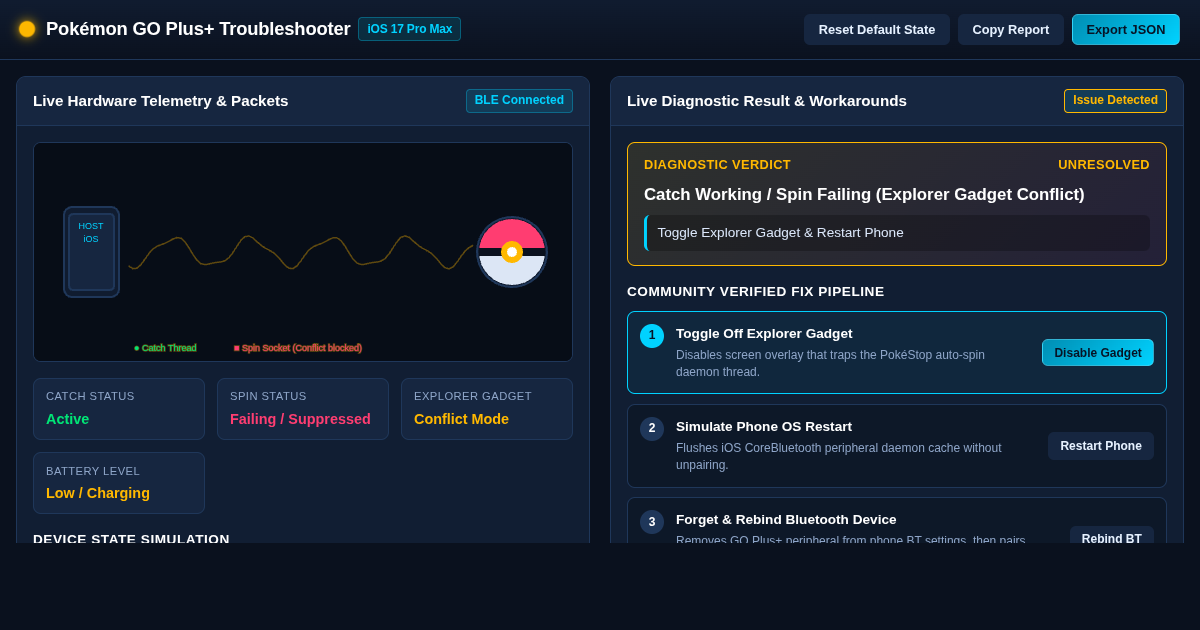 Pokémon GO Plus+ Bluetooth & Explorer Gadget Troubleshooting Workbench preview