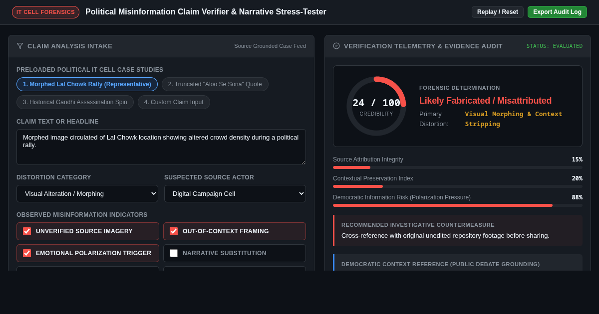Political Misinformation Claim Verifier & Narrative Stress-Tester preview