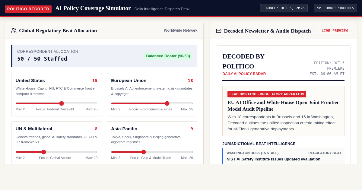 Decoded by POLITICO AI Policy Coverage Simulator preview