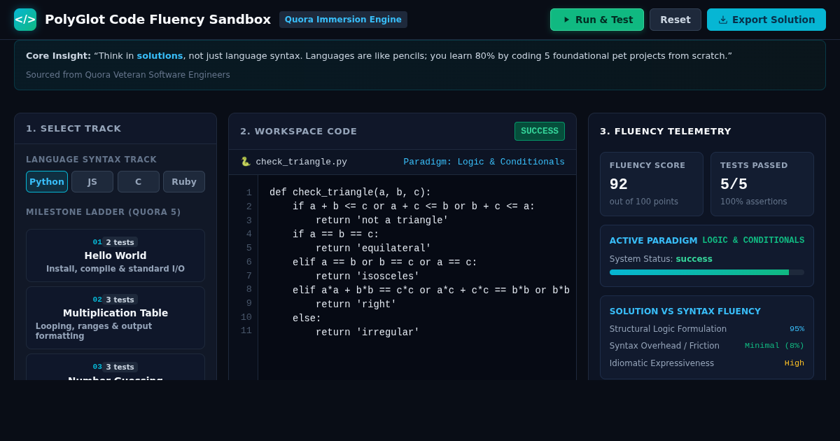 PolyGlot Code Fluency Sandbox preview
