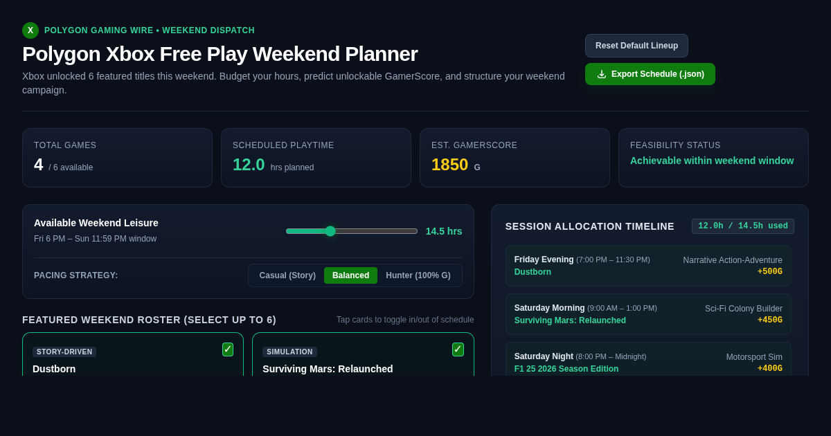 Polygon Xbox Free Play Weekend Planner preview