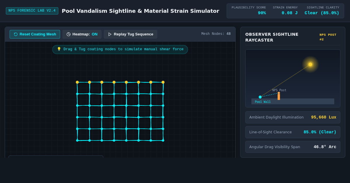 National Park Pool Vandalism Sightline & Material Strain Simulator preview