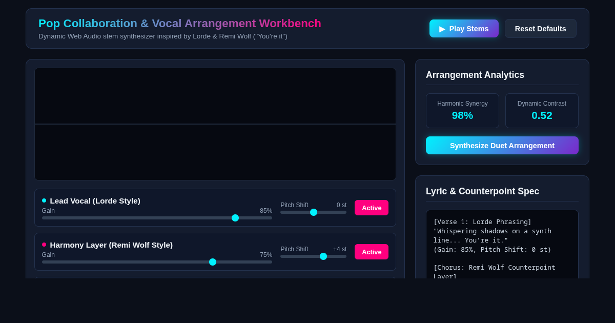 Pop Collaboration & Vocal Arrangement Workbench preview